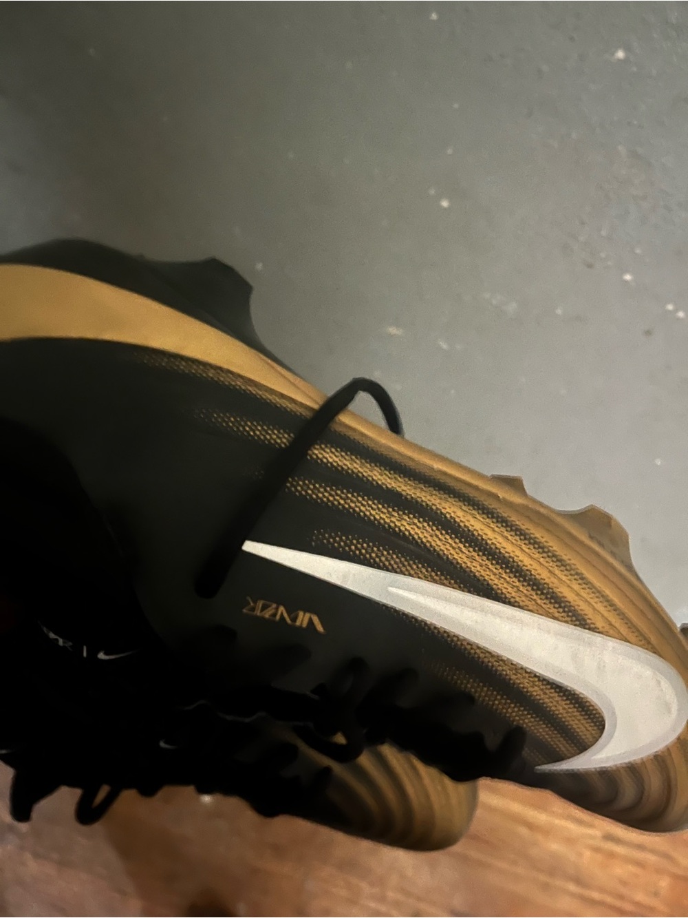 Nike Men’s Black and Gold Vapor Speed Football Cleats